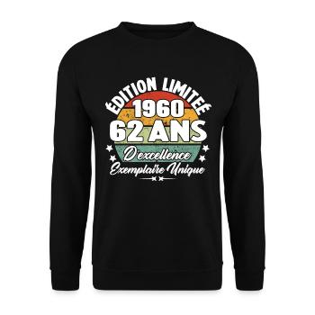Cadeau 62 ans d'excellence / Édition limitée 1960 - Sweat-shirt Unisexe - noir - Devant - Alina (178cm) & Michal (187cm)