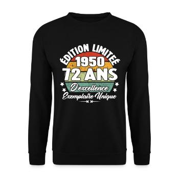 Cadeau 72 ans d'excellence / Édition limitée 1950 - Sweat-shirt Unisexe - noir - Devant - Alina (178cm) & Michal (187cm)