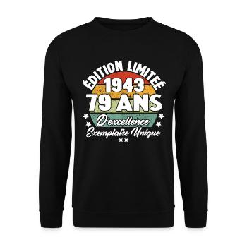 Cadeau 79 ans d'excellence / Édition limitée 1943 - Sweat-shirt Unisexe - noir - Devant - Alina (178cm) & Michal (187cm)