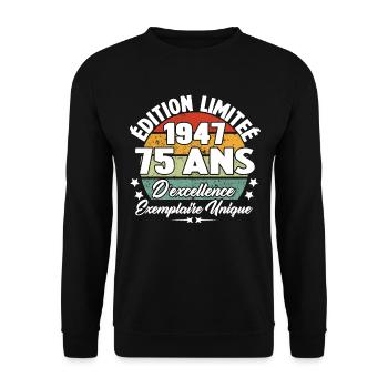 Cadeau 75 ans d'excellence / Édition limitée 1947 - Sweat-shirt Unisexe - noir - Devant - Alina (178cm) & Michal (187cm)