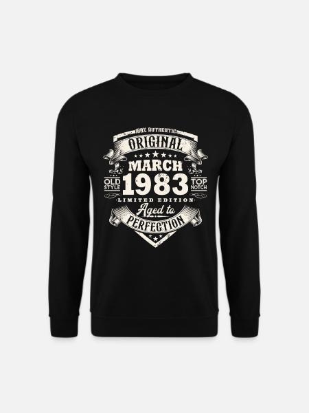 März 1983 Jahrgang Geburtstag Retro Geschenk - Unisex Pullover - Schwarz