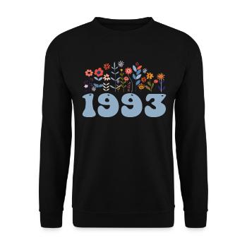 1993 Floral Pattern 1993 Floral Theme Flowers 1993 - Unisex Sweatshirt - black - Front - Alina (178cm) & Michal (187cm)