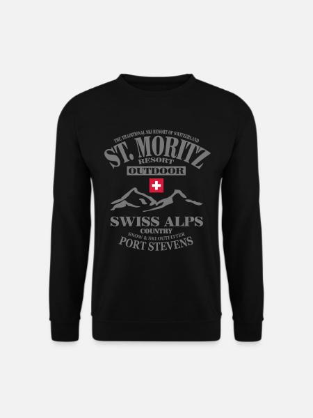 St.Moritz - Ski - Apres - Wintersport - Unisex Pullover - Schwarz