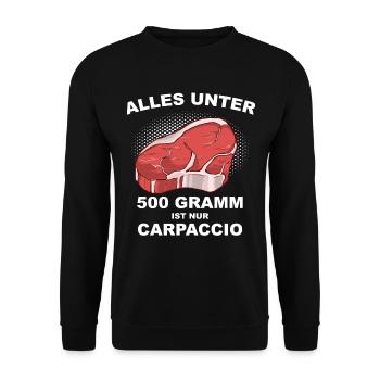 Grillen Lustiger Spruch - Unisex Pullover - Schwarz - Vorne - Alina (178cm) & Michal (187cm)