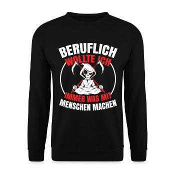 Sensenmann Comedy Tod Schnitter Knochenmann - Unisex Pullover - Schwarz - Vorne - Alina (178cm) & Michal (187cm)