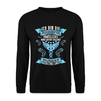 Unmögliches Wird Sofort Erledigt Pflegedirektion - Unisex Pullover - Schwarz - Vorne - Alina (178cm) & Michal (187cm)