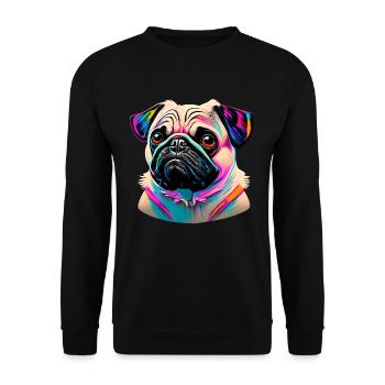 Mops Kopf Pug Graffiti - Unisex Pullover - Schwarz - Vorne - Alina (178cm) & Michal (187cm)