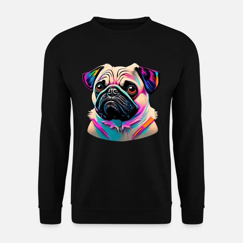 Mops Kopf Pug Graffiti - Unisex Pullover - Schwarz