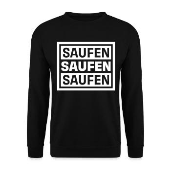 Saufen Saufen Saufen - Unisex Pullover - Schwarz - Vorne - Alina (178cm) & Michal (187cm)