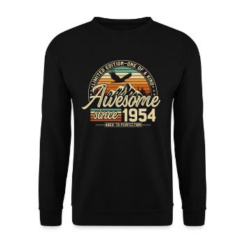 Awesome since 1954 Vintage Jahrgang Geburtstag - Unisex Pullover - Schwarz - Vorne - Alina (178cm) & Michal (187cm)