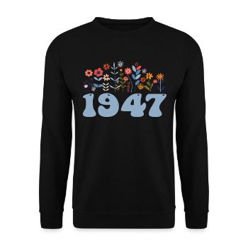 1947 Floral Pattern 1947 Floral Theme Flowers 1947 - Unisex Sweatshirt - black - Front - Alina (178cm) & Michal (187cm)
