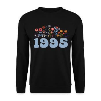 1995 Motif floral 1995 Floral thème fleurs 1995 - Sweat-shirt Unisexe - noir - Devant - Alina (178cm) & Michal (187cm)