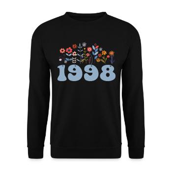 1998 Blumenmuster 1998 Blumen-thema Blumen 1998 - Unisex Pullover - Schwarz - Vorne - Alina (178cm) & Michal (187cm)