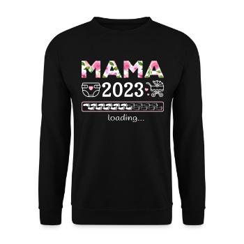 Expectant Mom 2023 Loading Pregnant Mother - Unisex Sweatshirt - black - Front - Alina (178cm) & Michal (187cm)