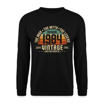 1984 Vintage Born Man Myth Legend - Sweat-shirt Unisexe - noir - Devant - Alina (178cm) & Michal (187cm)