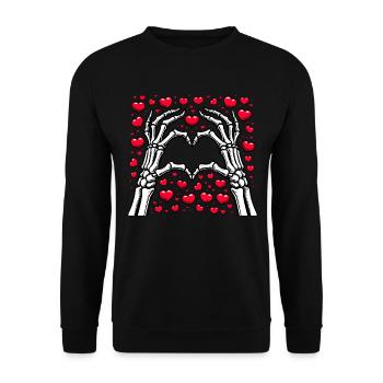 Squelette main coeur Saint-Valentin copain amour plaisir - Sweat-shirt Unisexe - noir - Devant - Alina (178cm) & Michal (187cm)