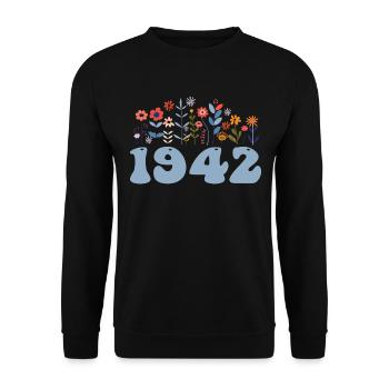 1942 Floral Pattern 1942 Floral Theme Flowers 1942 - Unisex Sweatshirt - black - Front - Alina (178cm) & Michal (187cm)