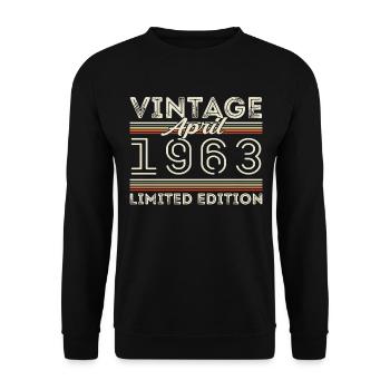 April 1963, Geboren im april 1963 - 62. Geburtstag - Unisex Pullover - Schwarz - Vorne - Alina (178cm) & Michal (187cm)