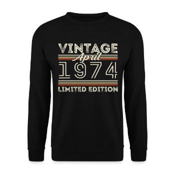 Avril 1974, Né en avril 1974 - 51e anniversaire - Sweat-shirt Unisexe - noir - Devant - Alina (178cm) & Michal (187cm)