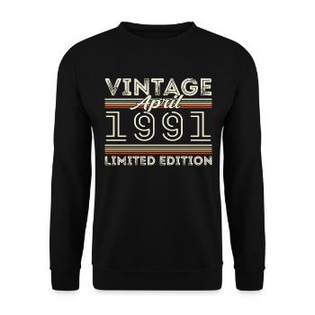 April 1991, Born in april 1991 - 34th birthday - Unisex Sweatshirt - black - Front - Alina (178cm) & Michal (187cm)