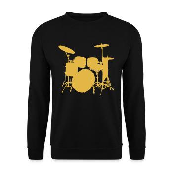Pop Art Schlagzeuger. Trommelsatz Rock 'N' Roll Geschenke - Unisex Pullover - Schwarz - Vorne - Alina (178cm) & Michal (187cm)