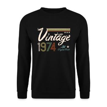 Year of construction 1974 - 46th birthday vintage - Unisex Sweatshirt - black - Front - Alina (178cm) & Michal (187cm)