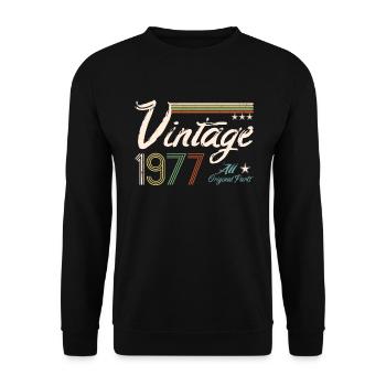 Vintage 1977- 43e anniversaire rétro - Sweat-shirt Unisexe - noir - Devant - Alina (178cm) & Michal (187cm)