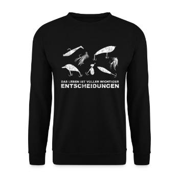 Angelköder - Raubfische Angeln - Unisex Pullover - Schwarz - Vorne - Alina (178cm) & Michal (187cm)