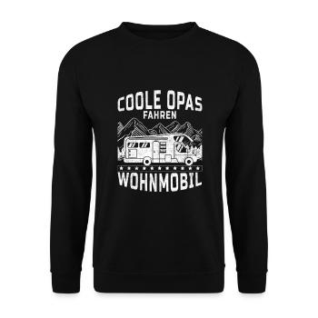 Camping Design - Coole Opas fahren Wohnmobil - Unisex Pullover - Schwarz - Vorne - Alina (178cm) & Michal (187cm)