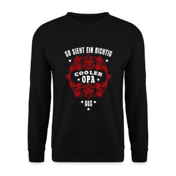 Opa Großvater: So sieht ein richtig cooler Opa aus - Unisex Pullover - Schwarz - Vorne - Alina (178cm) & Michal (187cm)