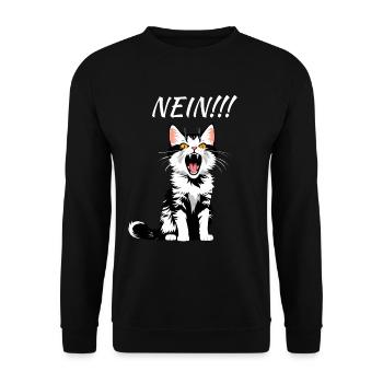 Katze NEIN! - Unisex Pullover - Schwarz - Vorne - Alina (178cm) & Michal (187cm)