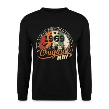 Mai 1969 Vintage Nées En Mai 1969 Anniversaire - Sweat-shirt Unisexe - noir - Devant - Alina (178cm) & Michal (187cm)