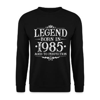 Legend Since 1985 Vintage Born Birthday - Unisex Sweatshirt - black - Front - Alina (178cm) & Michal (187cm)