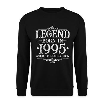 Légende depuis 1995 Vintage Born Anniversaire - Sweat-shirt Unisexe - noir - Devant - Alina (178cm) & Michal (187cm)