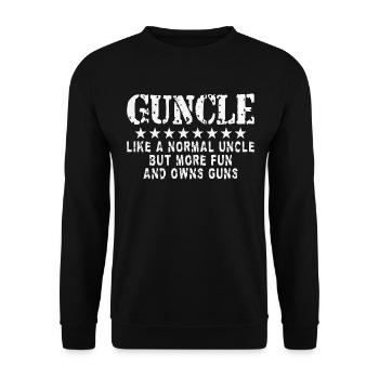 Humor Uncle Passionate Guns - Unisex Sweatshirt - black - Front - Alina (178cm) & Michal (187cm)
