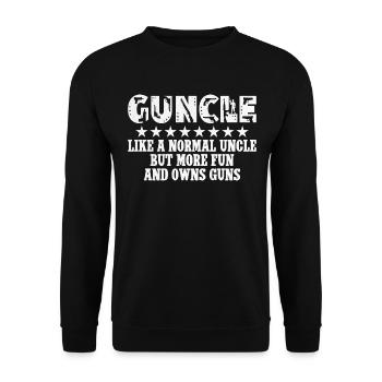 Humor Uncle Passionate Guns - Unisex Sweatshirt - black - Front - Alina (178cm) & Michal (187cm)
