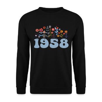 1958 Floral Pattern 1958 Floral Theme Flowers 1958 - Unisex Sweatshirt - black - Front - Alina (178cm) & Michal (187cm)