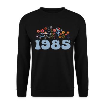 1985 Floral Pattern 1985 Floral Theme Floral 1985 - Unisex Sweatshirt - black - Front - Alina (178cm) & Michal (187cm)