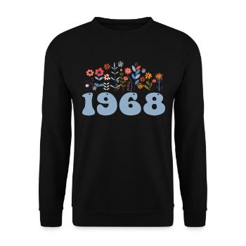 1968 Floral Pattern 1968 Floral Theme Flowers 1968 - Unisex Sweatshirt - black - Front - Alina (178cm) & Michal (187cm)