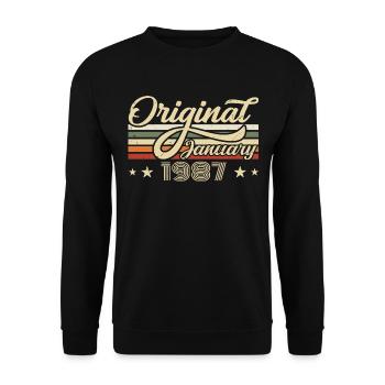 Birthday January 1987 January born in January - Unisex Sweatshirt - black - Front - Alina (178cm) & Michal (187cm)