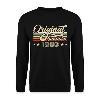 Birthday January 1983 January Born in January - Unisex Sweatshirt - black - Front - Alina (178cm) & Michal (187cm)
