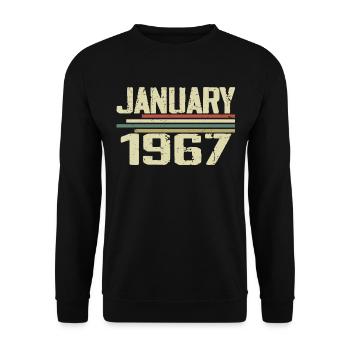 Januar 1967 - Geburtstagsgeschenk Januar 1967 - Unisex Pullover - Schwarz - Vorne - Alina (178cm) & Michal (187cm)