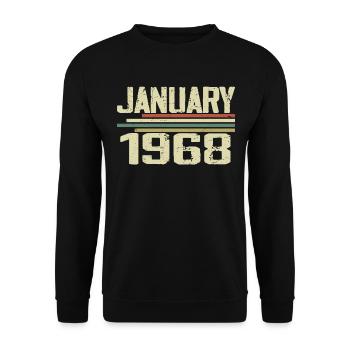 Januar 1968 - Geburtstagsgeschenk Januar 1968 - Unisex Pullover - Schwarz - Vorne - Alina (178cm) & Michal (187cm)