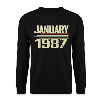 Janvier 1987 - Cadeau d’anniversaire Janvier 1987 - Sweat-shirt Unisexe - noir - Devant - Alina (178cm) & Michal (187cm)