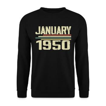 Janvier 1950 - Cadeau d’anniversaire Janvier 1950 - Sweat-shirt Unisexe - noir - Devant - Alina (178cm) & Michal (187cm)
