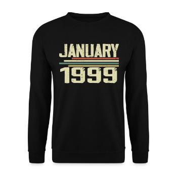 Januar 1999 - Geburtstagsgeschenk Januar 1999 - Unisex Pullover - Schwarz - Vorne - Alina (178cm) & Michal (187cm)