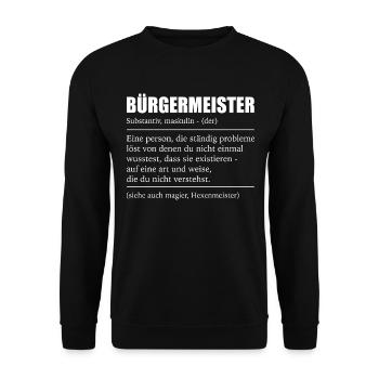 Bürgermeister Mayor Stadt Geschenk - Unisex Pullover - Schwarz - Vorne - Alina (178cm) & Michal (187cm)