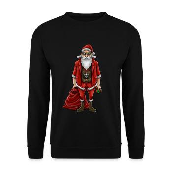 Hipster Weihnachtsmann | Weihnachten Style Cool - Unisex Pullover - Schwarz - Vorne - Alina (178cm) & Michal (187cm)