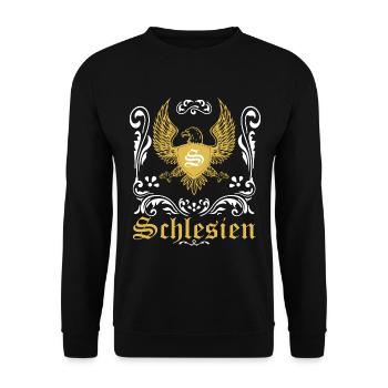 Schlesien Adler Oberschlesien Heimat Geschenk - Unisex Pullover - Schwarz - Vorne - Alina (178cm) & Michal (187cm)