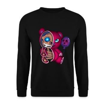 Skull Teddy Bear Skeleton Halloween Gift Idea - Unisex Sweatshirt - black - Front - Alina (178cm) & Michal (187cm)